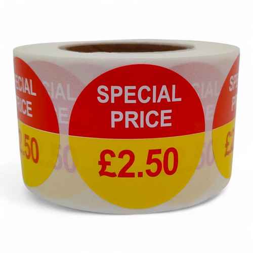 Roll of 500 Special Price Self-Adhesive Stickers–40mm Retail Labels £1.25-£14.99