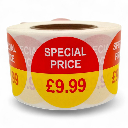 Roll of 500 Special Price Self-Adhesive Stickers, close product view on a white background