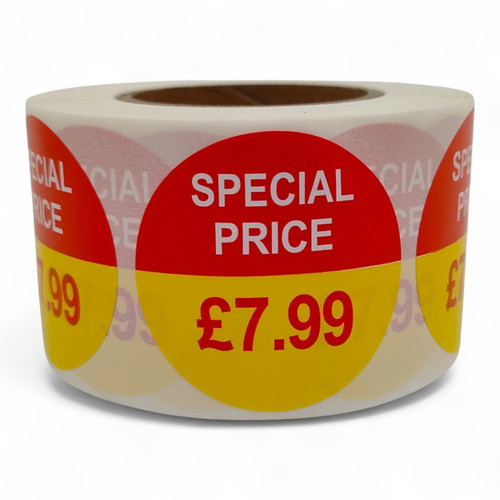 Roll of 500 Special Price Self-Adhesive Stickers–40mm Retail Labels £1.25-£14.99