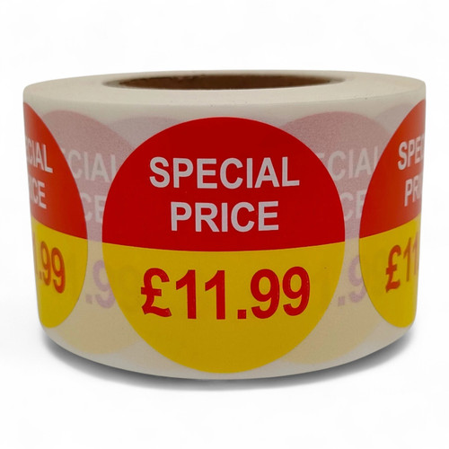 Roll of 500 Special Price Self-Adhesive Stickers–40mm Retail Labels £1.25-£14.99