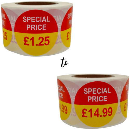 Roll of 500 Special Price Self-Adhesive Stickers, printed product shown against a coloured background