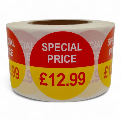 Roll of 500 Special Price Self-Adhesive Stickers–40mm Retail Labels £1.25-£14.99