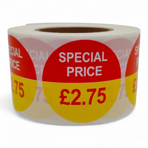 Roll of 500 Special Price Self-Adhesive Stickers–40mm Retail Labels £1.25-£14.99