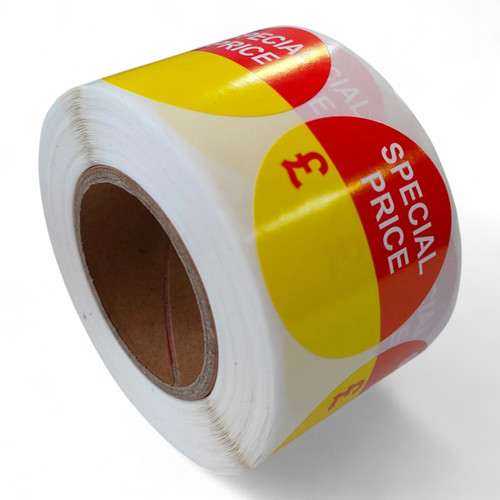 Roll of 500 Special Price Was Now/Blank Self-Adhesive Stickers–40mm Retail Label
