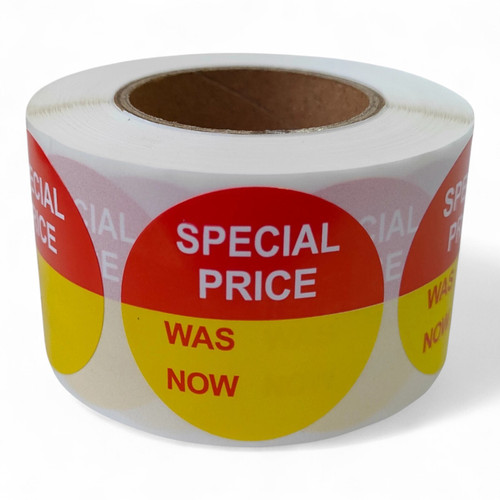 Roll of 500 Special Price Was Now/Blank Self-Adhesive Stickers–40mm Retail Label