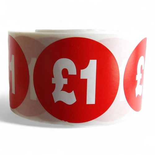 Roll of 500 Red Price Stickers, printed product shown on a white background, gallery image 10 of 16