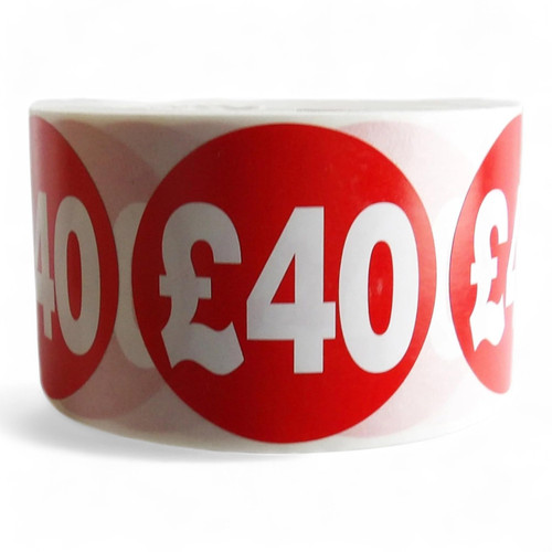 Roll of 500 Red Price Stickers, printed product shown on a white background, gallery image 12 of 16