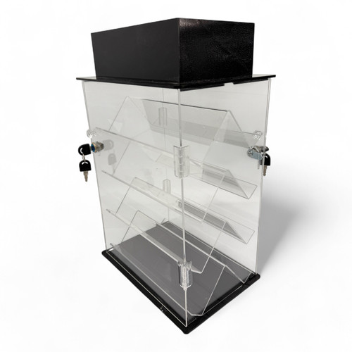 Large Clear Acrylic Rotating Display Cabinet with Lock – 4-Shelf Showcase