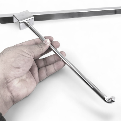 Super Heavy Duty Chrome Market Stall Bar Hanger Arm – 25–35cm Brackets