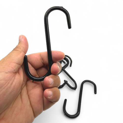 Pack of 10 Black PVC Coated Heavy Duty S Hooks – 12cm Hanging Hooks