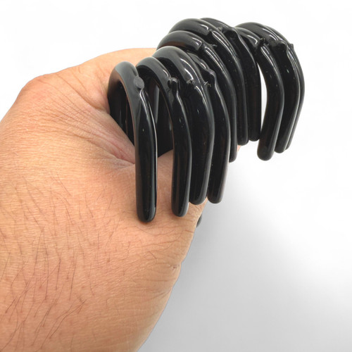 Pack of 10 Black PVC Coated Heavy Duty S Hooks, product shown against a coloured background