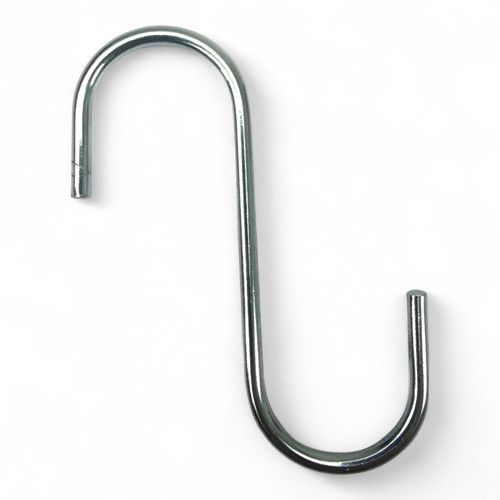 Pack of 10 Large Chrome Heavy Duty S Hooks, close product view on a white background, close product photograph