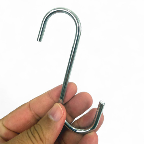 Pack of 10 Large Chrome Heavy Duty S Hooks, product shown against a coloured background
