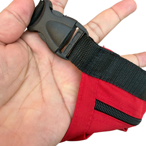 Market Stall Money Belt Waist Pouch – 4 Pockets, Adjustable Strap, Red