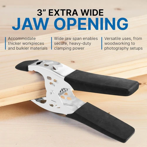 Pack of 4-6" Extra Heavy Duty Black Metal Spring Clamp, close product view against a light background, tight, centred square layout