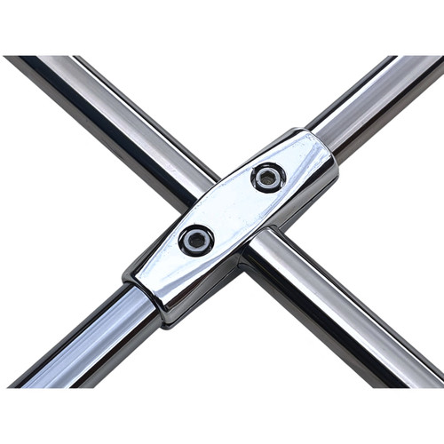 Heavy Duty 4-Way Straight Clamp for 25mm–32mm Chrome Rail Systems