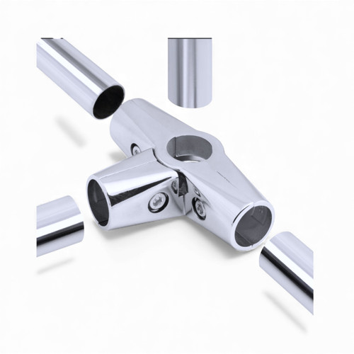 Heavy Duty 5-Way Corner Clamp for 25mm–32mm Chrome Rail Systems