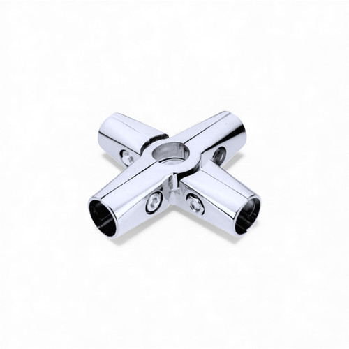 Heavy Duty 6-Way Corner Clamp for 25mm–32mm Chrome Rail Systems