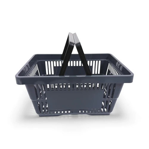 22L Dark Grey Plastic Shopping Basket, product shown on a white background, balanced, centred square layout