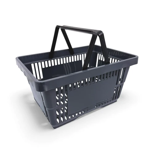 22L Dark Grey Plastic Shopping Basket, product shown on a white background