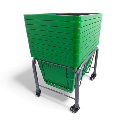 Dark Grey Shopping Basket Stacker with Wheels for 21L–28L Retail Baskets