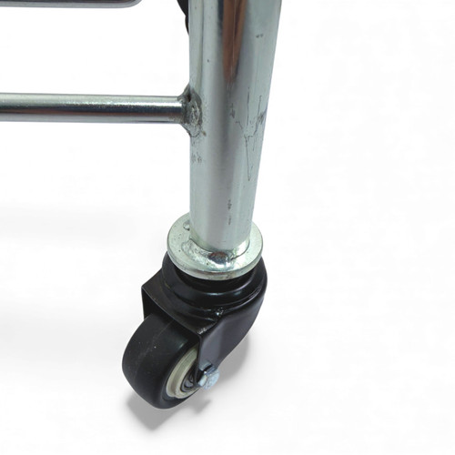 Chrome Shopping Basket Stacker with Wheels for 21L–28L Retail Baskets