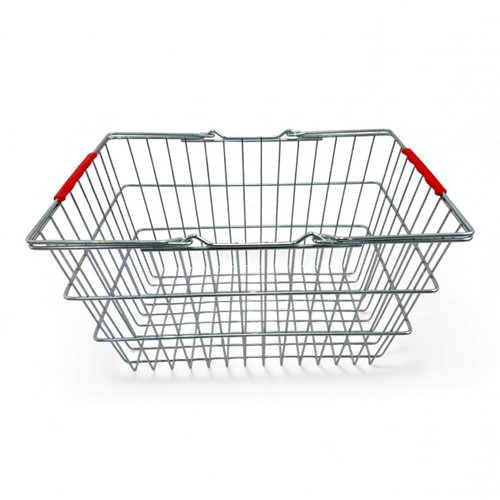 22L Wire Shopping Basket with Red Handles, product shown on a white background, standard product photograph