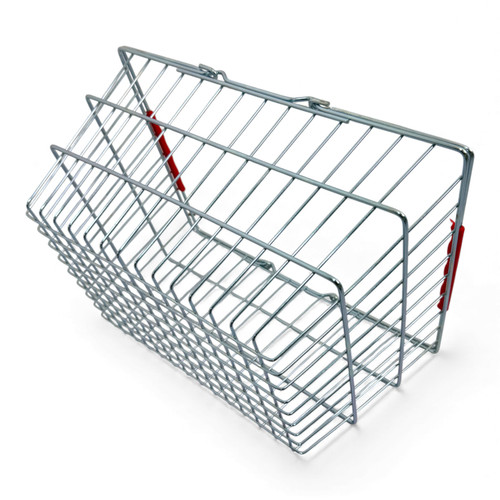 22L Wire Shopping Basket with Red Handles, close product view on a white background, brightly lit product image