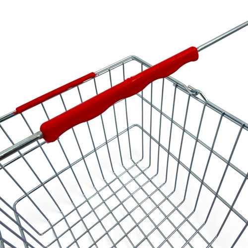 22L Wire Shopping Basket with Red Handles, product shown against a coloured background, standard product photograph
