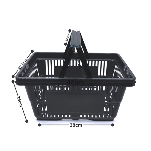 28L Dark Grey Plastic Shopping Basket, product shown on a white background