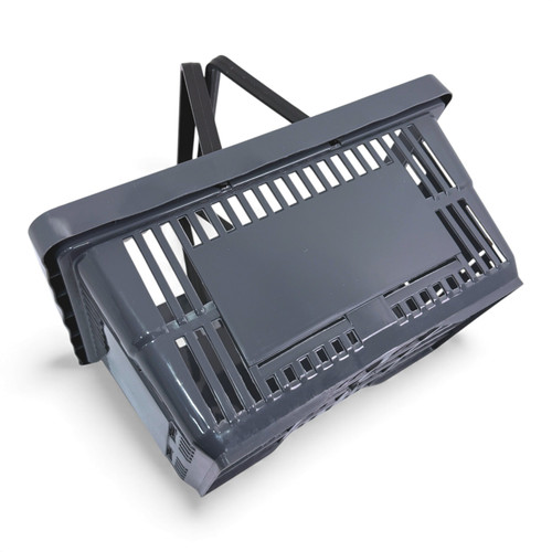 28L Dark Grey Plastic Shopping Basket, close product view on a white background, gallery image 10 of 14