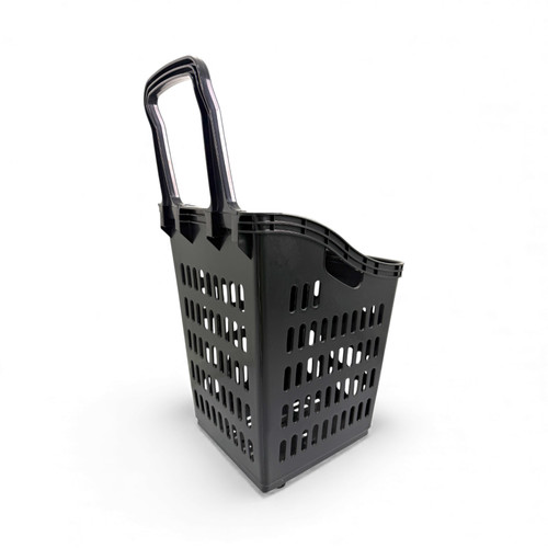 68L 4-Wheel Plastic Shopping Trolley Basket – Extra Large, Heavy-Duty Black