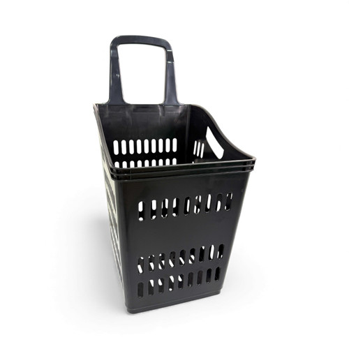 68L 4-Wheel Plastic Shopping Trolley Basket – Extra Large, Heavy-Duty Black