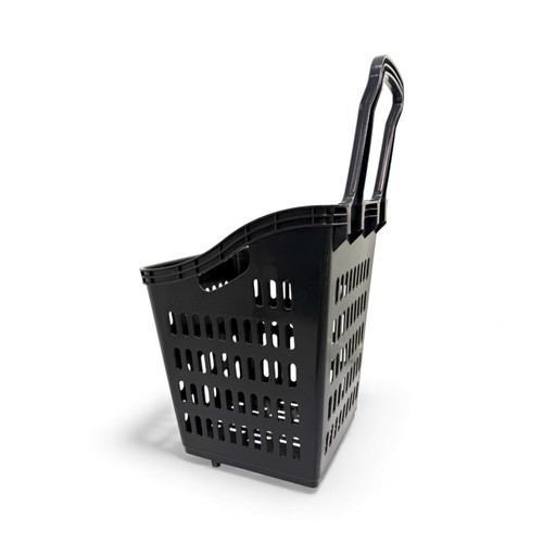 68L 4-Wheel Plastic Shopping Trolley Basket – Extra Large, Heavy-Duty Black