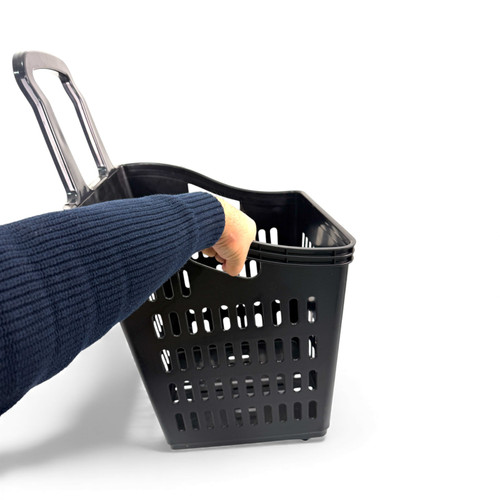 68L 4-Wheel Plastic Shopping Trolley Basket – Extra Large, Heavy-Duty Black