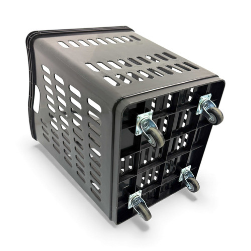 68L 4-Wheel Plastic Shopping Trolley Basket – Extra Large, Heavy-Duty Black