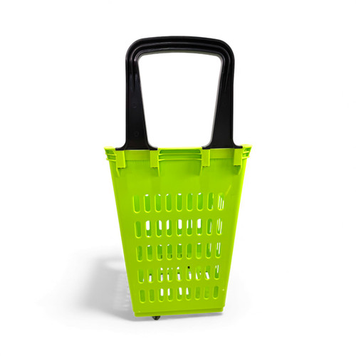 68L 4-Wheel Plastic Shopping Trolley Basket – Extra Large, Heavy-Duty Lime Green