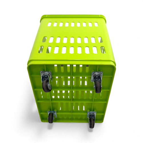 68L 4-Wheel Plastic Shopping Trolley Basket – Extra Large, Heavy-Duty Lime Green