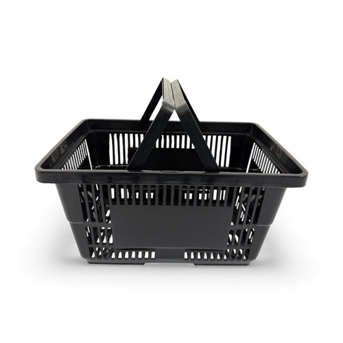 22L Black Plastic Shopping Basket, product shown on a white background, evenly lit product image