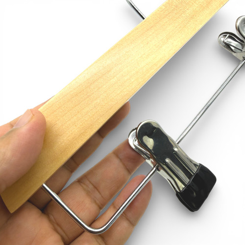 Kids Wooden Trouser Skirt Clip Hanger 25cm with Adjustable Chrome Clips