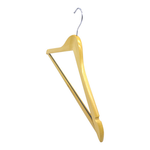 Adult Natural Wooden Suit Hanger Wishbone Clothes Hanger with Non Slip Teeth Bar, product shown on a white background, brightly lit product image