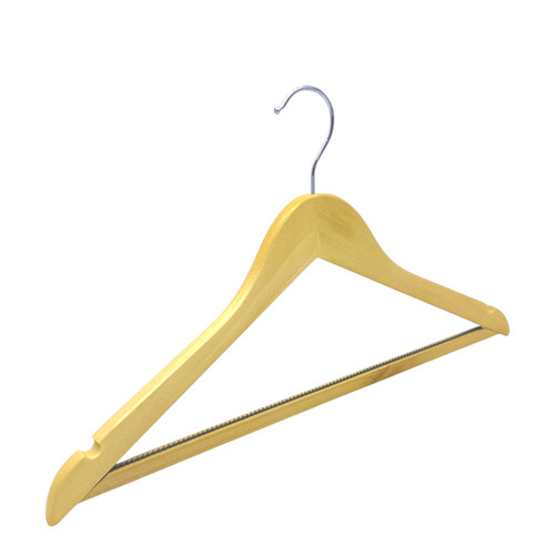 Adult Natural Wooden Suit Hanger Wishbone Clothes Hanger with Non Slip Teeth Bar