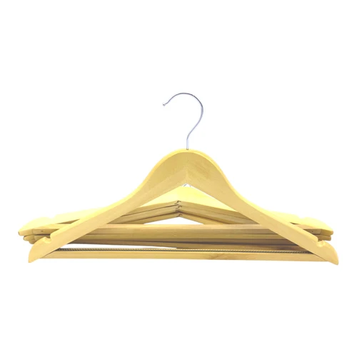 Adult Natural Wooden Suit Hanger Wishbone Clothes Hanger with Non Slip Teeth Bar, product shown on a white background, balanced, centred square layout
