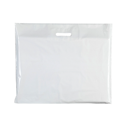 Plastic Plain White Carrier Bags – Recyclable Retail Shopping Bags (4 Sizes)