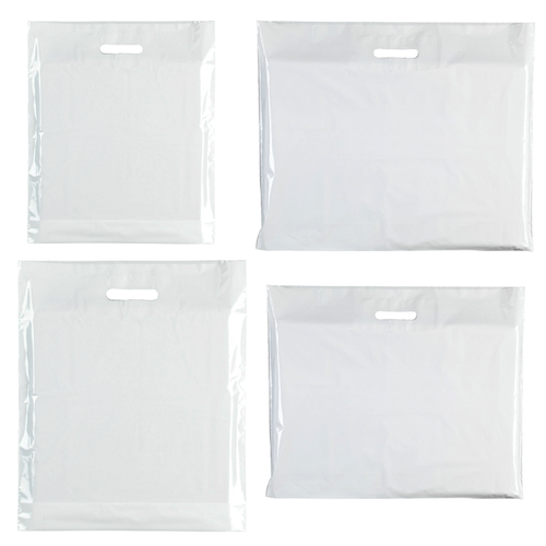 Plastic Plain White Carrier Bags, product shown on a white background, brightly lit product image