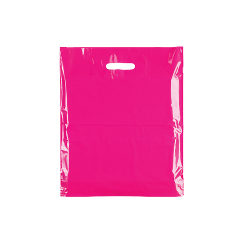 Plastic Plain Hot Pink Carrier Bags –Recyclable Retail Shopping Bags (4 Sizes)