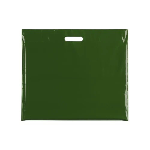 Plastic Plain Harrods Green Carrier Bags, product shown on a white background, standard product photograph