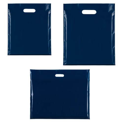Plastic Plain Blue Carrier Bags, product shown against a coloured background