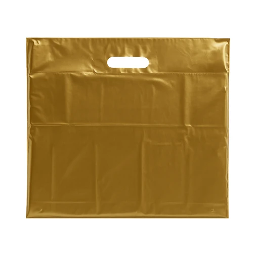 Plastic Plain Gold Carrier Bags, product shown on a white background, balanced, centred square layout