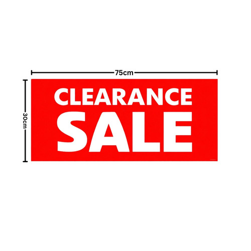 Clearance Sale Window Poster 75x30cm – Red Retail Sign, Easy Hang